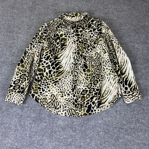 Jones New York‎ Leopard Print Button Down Shirt Women's Plus Size 1X - Picture 1 of 10